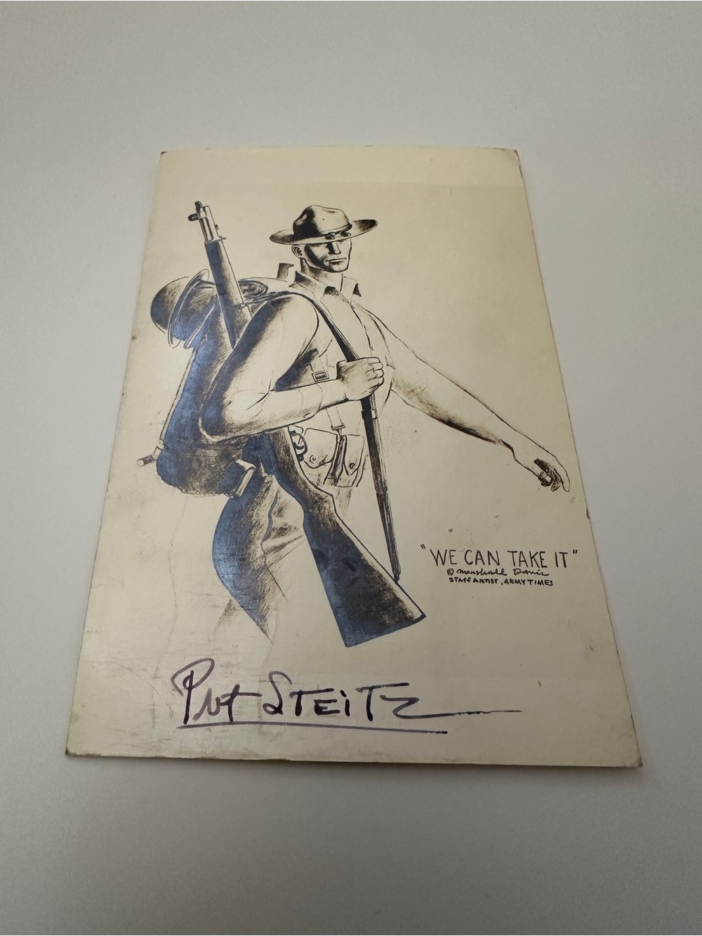 1941 WWII Postcard Army Times "We Can Take It" Written Soldier Military Mail